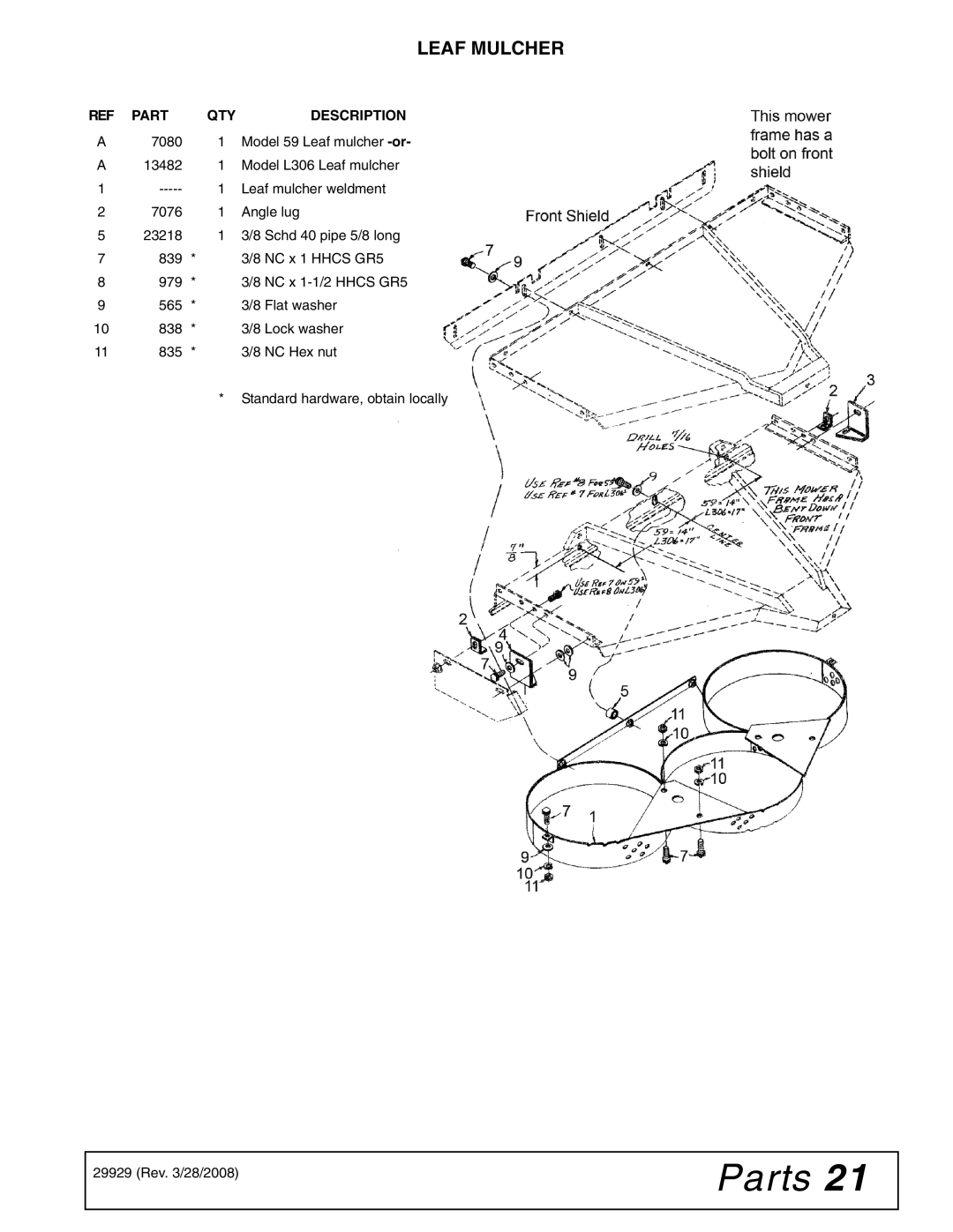 Woods Equipment 59CL-4, 59CLF-4 manual Leaf Mulcher 