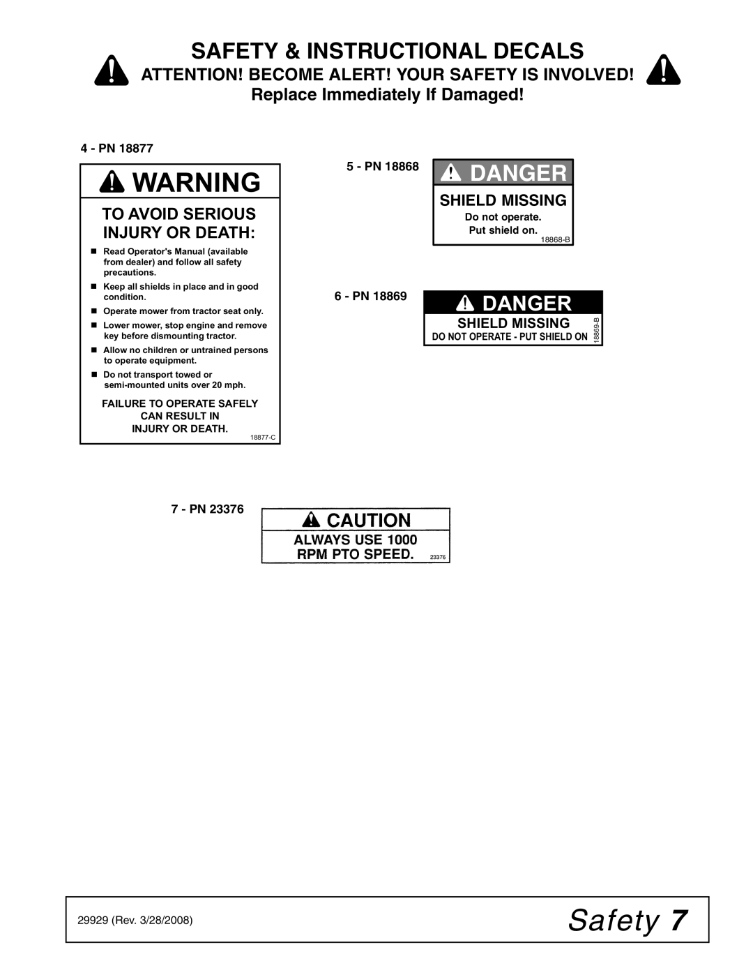 Woods Equipment 59CL-4, 59CLF-4 manual To Avoid Serious Injury or Death 