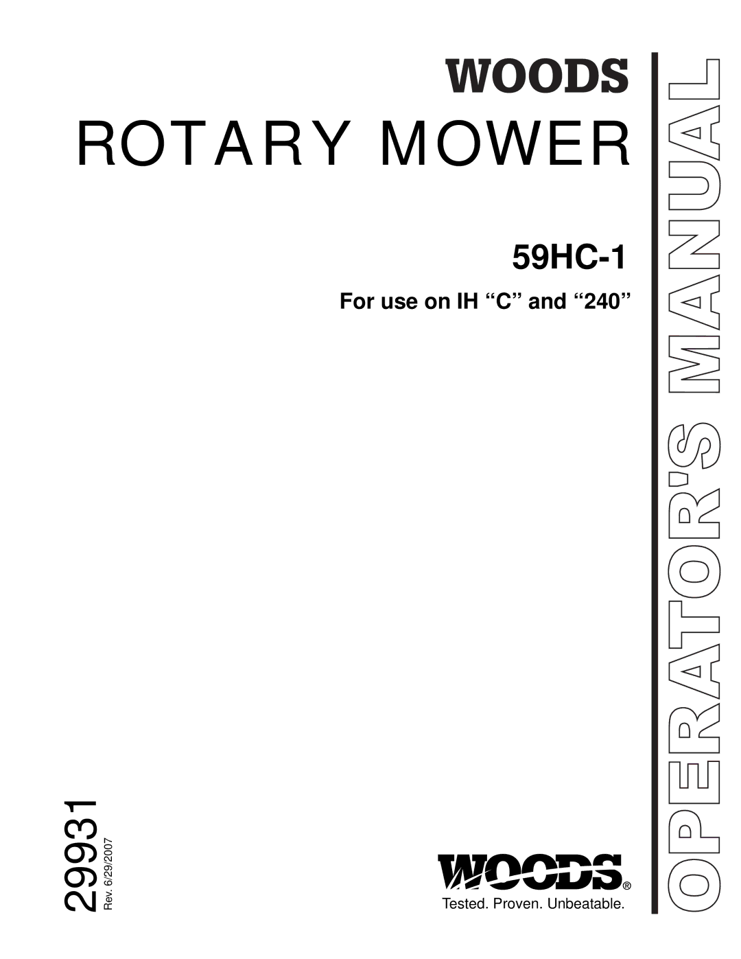 Woods Equipment 59HC-1 manual Rotary Mower 