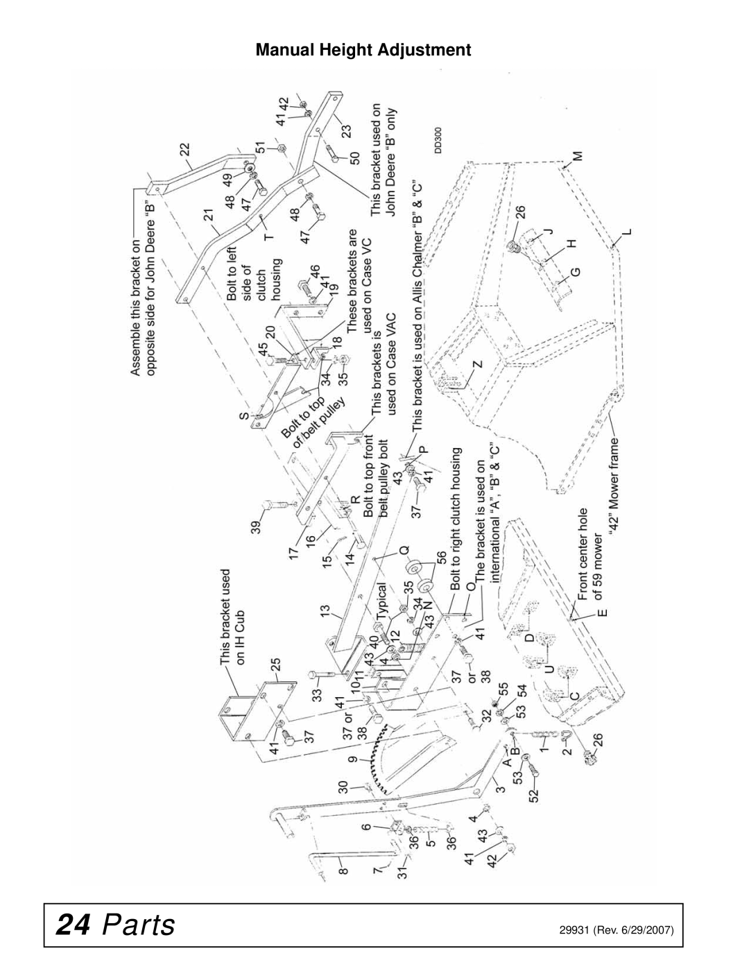 Woods Equipment 59HC-1 manual Manual Height Adjustment 