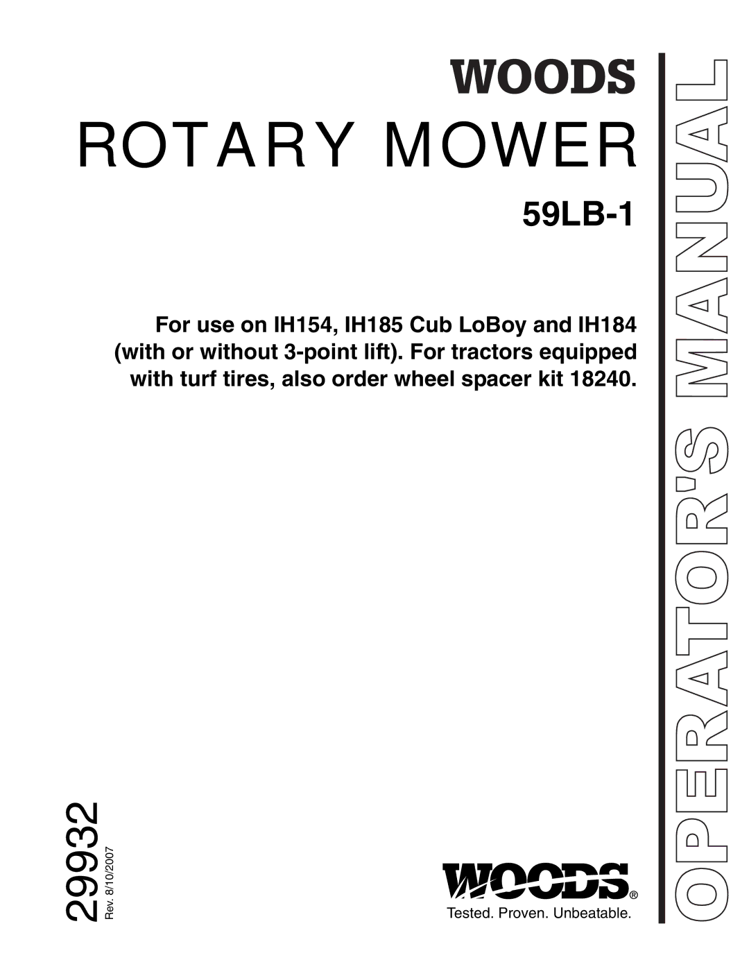 Woods Equipment 59LB-1 manual Rotary Mower 