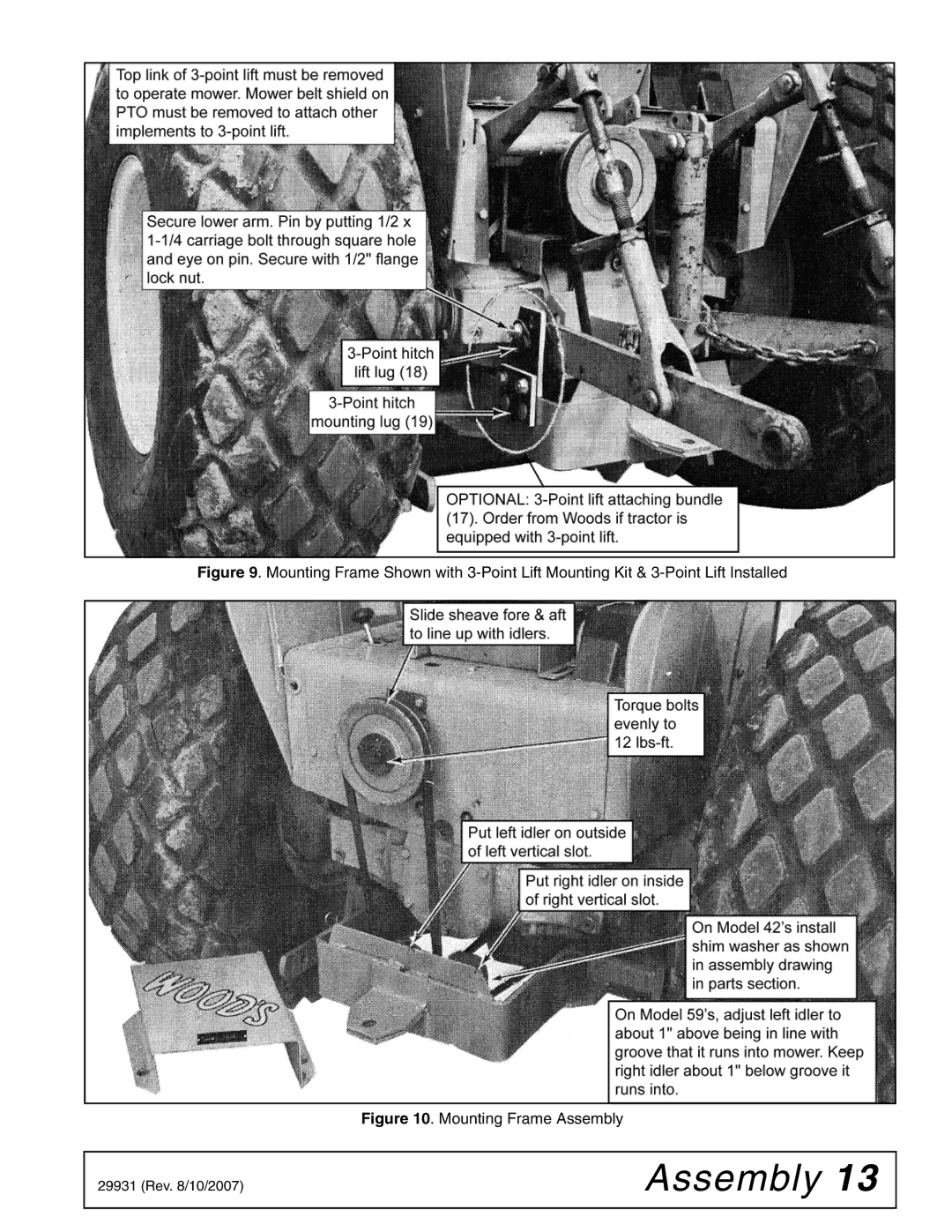 Woods Equipment 59LB-1 manual Mounting Frame Assembly 