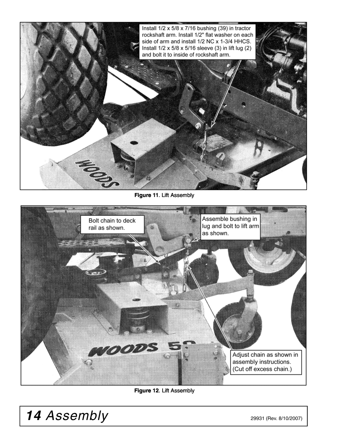Woods Equipment 59LB-1 manual Lift Assembly . Lift Assembly 