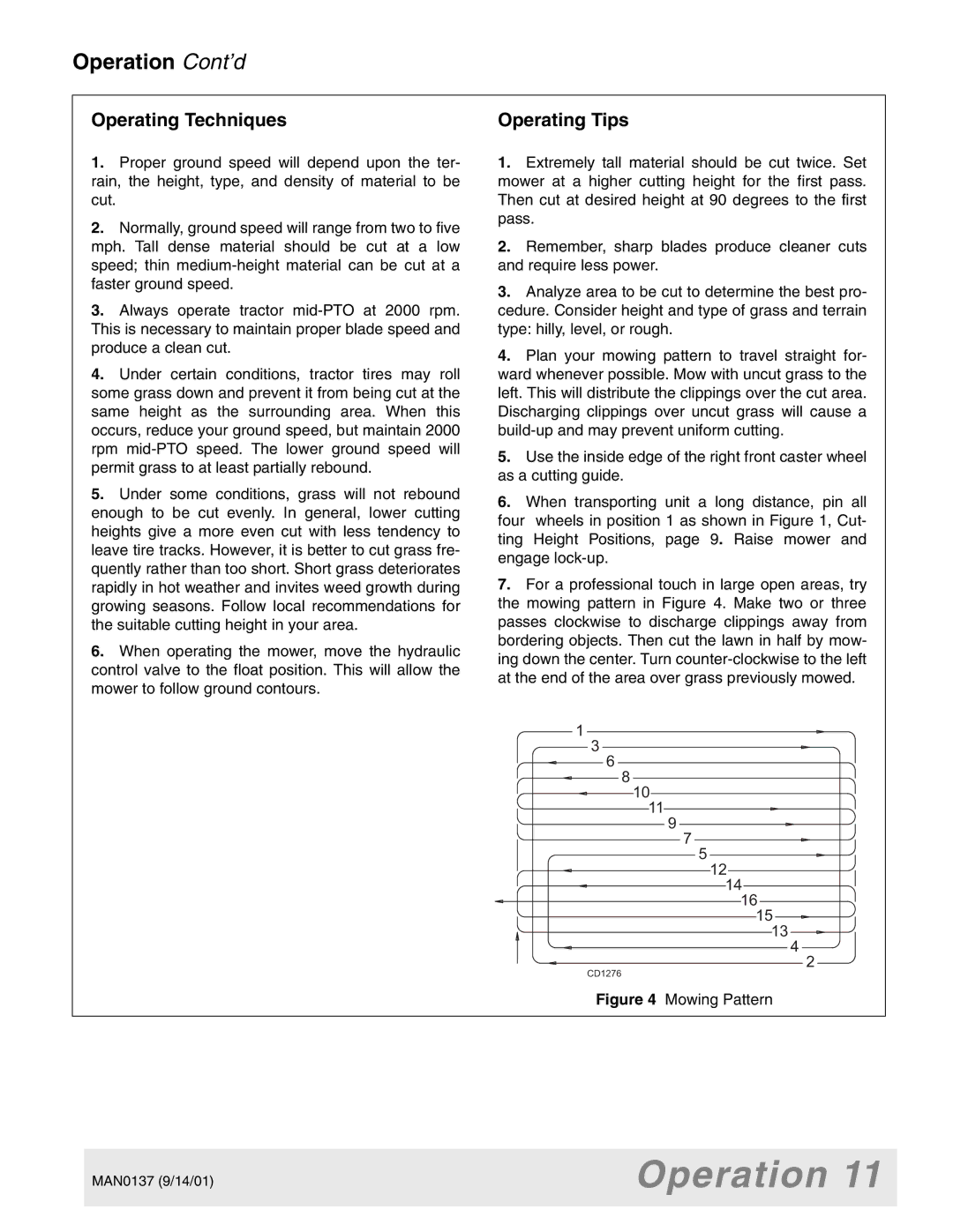 Woods Equipment 7000, 7192, 7194, 7195, 7200, 7205 manual Operating Techniques, Operating Tips 