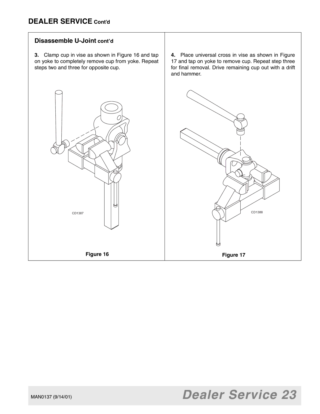 Woods Equipment 7000, 7192, 7194, 7195, 7200, 7205 manual Disassemble U-Joint cont’d 