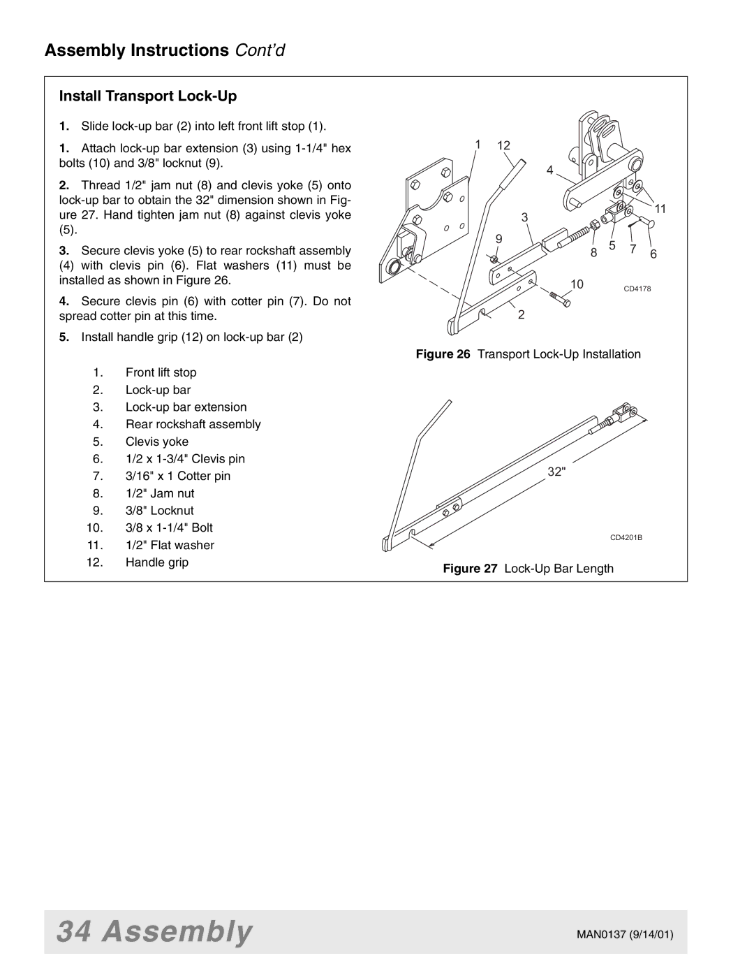 Woods Equipment 7000, 7192, 7194, 7195, 7200, 7205 manual Install Transport Lock-Up, Transport Lock-Up Installation 