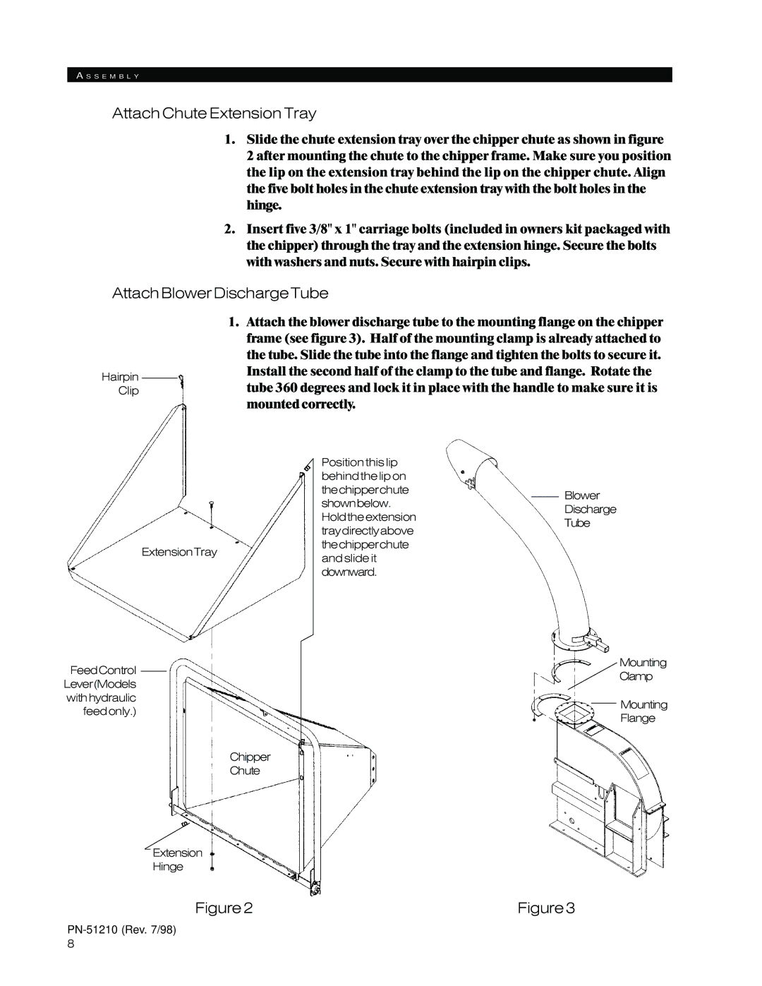 Woods Equipment 8000, 8100 manual Attach Chute Extension Tray, Attach Blower Discharge Tube 