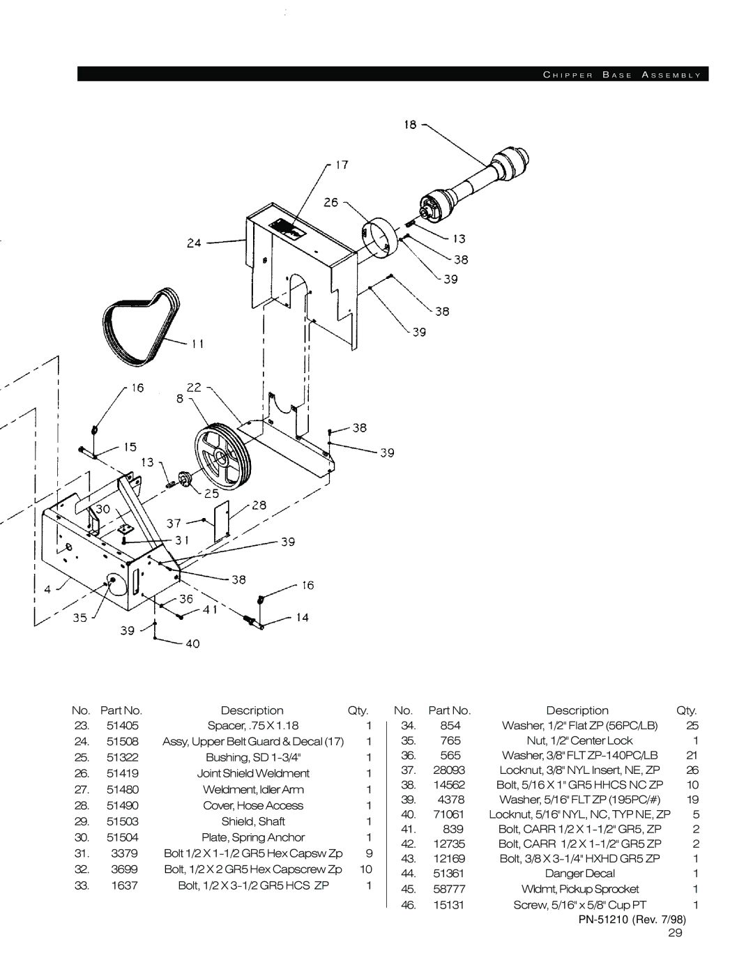 Woods Equipment 8100, 8000 manual Description Qty 51405 Spacer, .75 X 51508 