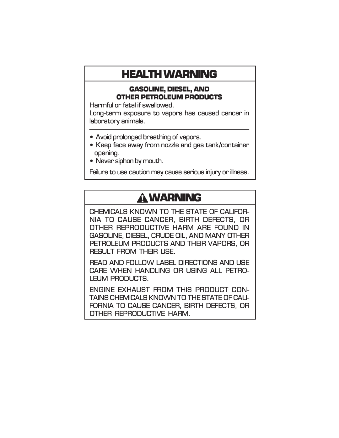 Woods Equipment 8000, 8100 manual Healthwarning 