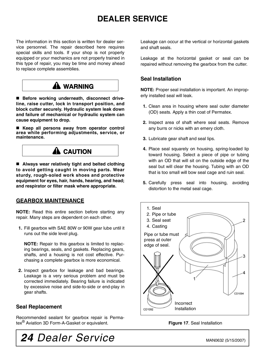 Woods Equipment BB48X, BB84X, BB60X, BB72X manual Dealer Service, Gearbox Maintenance, Seal Replacement, Seal Installation 