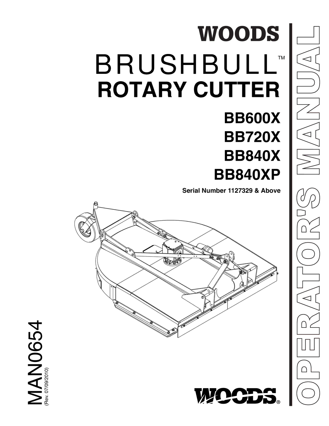 Woods Equipment BB600X, BB840XP, BB720X manual Brushbulltm, Serial Number 1127329 & Above 