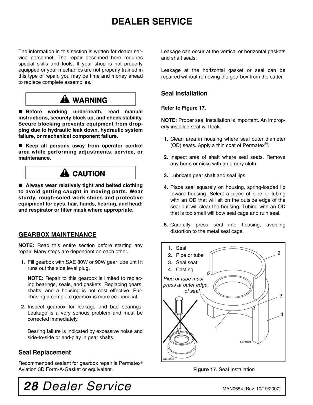 Woods Equipment BB600X, BB840XP, BB720X manual Dealer Service, Gearbox Maintenance, Seal Replacement, Seal Installation 