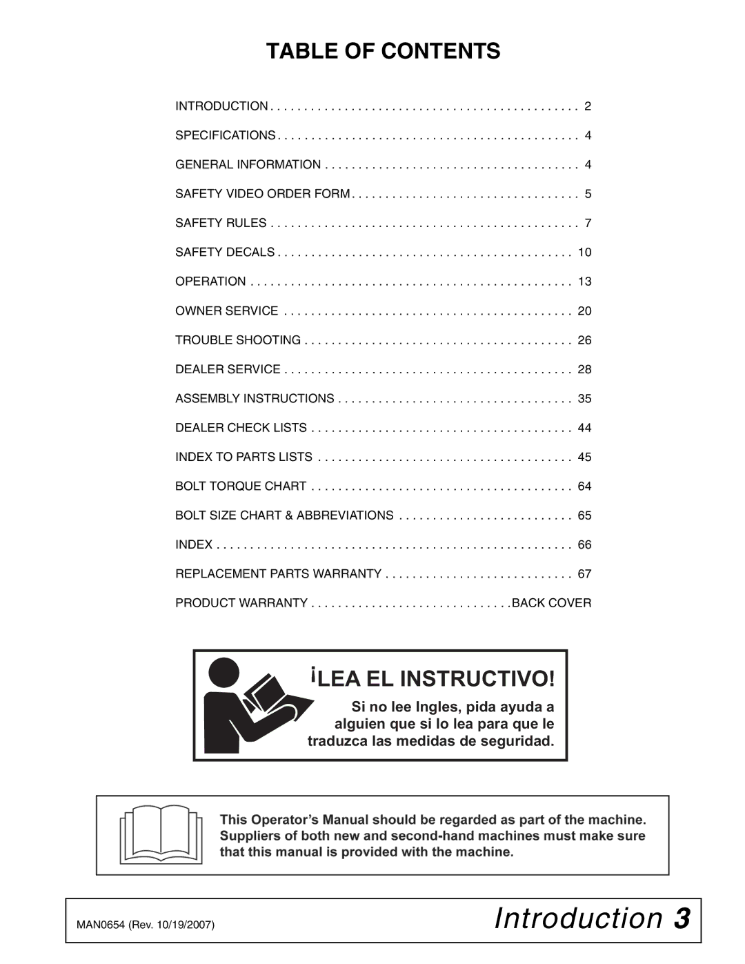 Woods Equipment BB720X, BB600X, BB840XP manual Table of Contents, LEA EL Instructivo 