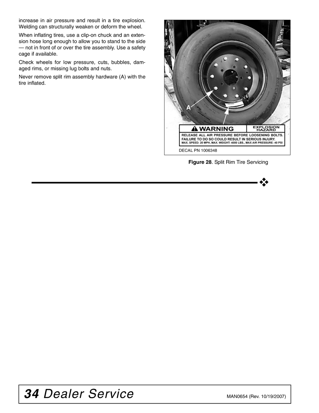 Woods Equipment BB840XP, BB600X, BB720X manual Split Rim Tire Servicing 