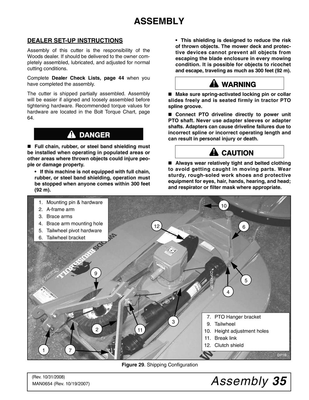 Woods Equipment BB720X, BB600X, BB840XP manual Assembly, Dealer SET-UP Instructions 