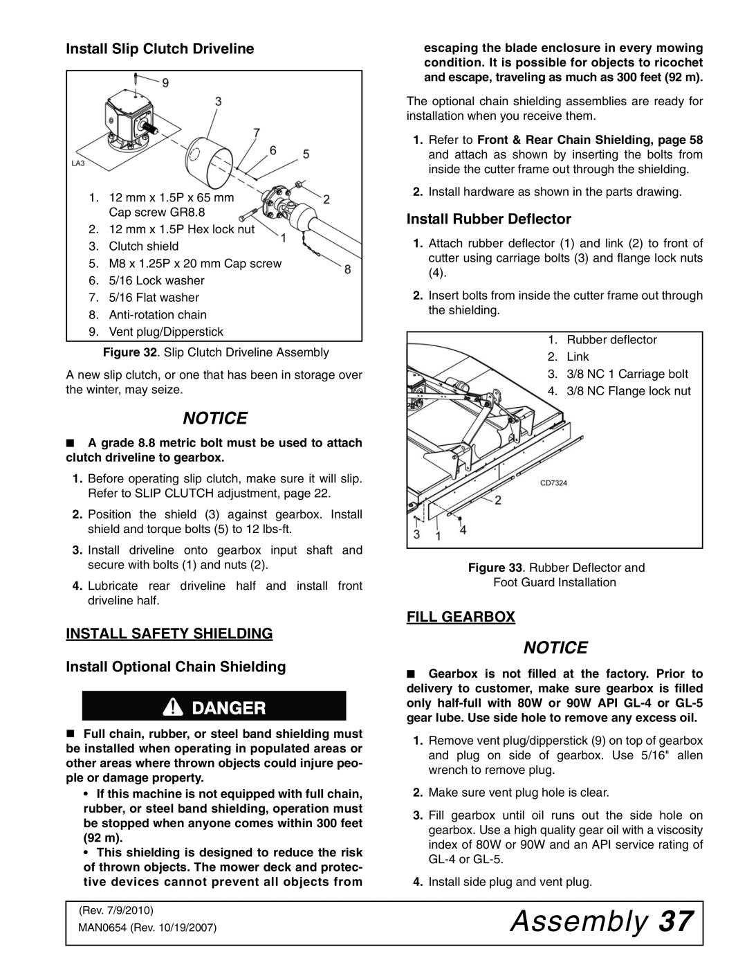 Woods Equipment BB840X Install Slip Clutch Driveline, Install Rubber Deflector, Install Safety Shielding, Fill Gearbox 