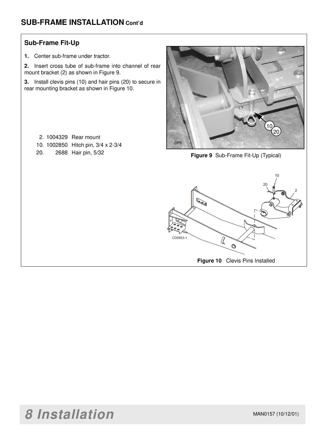 Woods Equipment BH7500 manual Sub-Frame Fit-Up Typical 