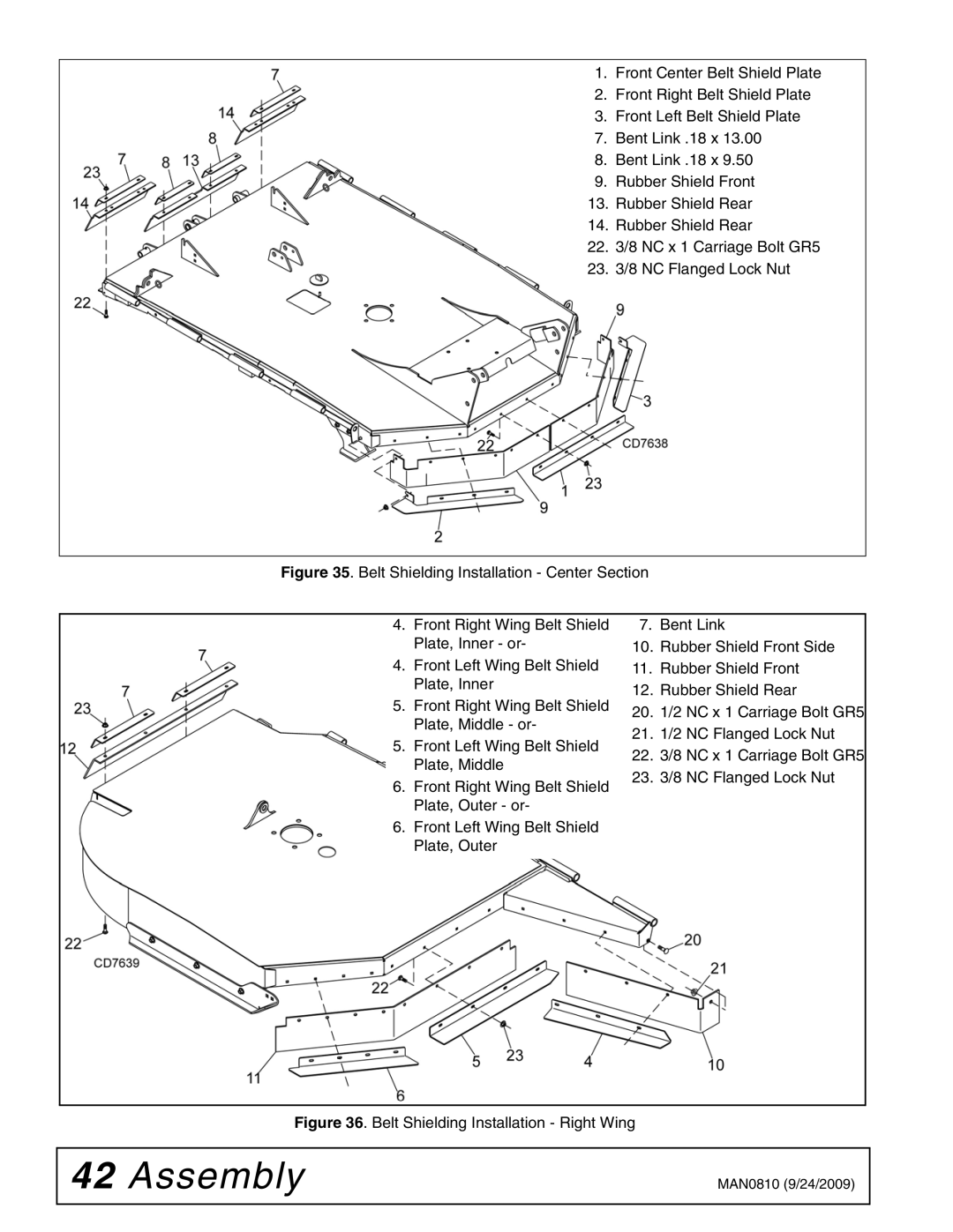 Woods Equipment BW15LH manual Belt Shielding Installation Right Wing 