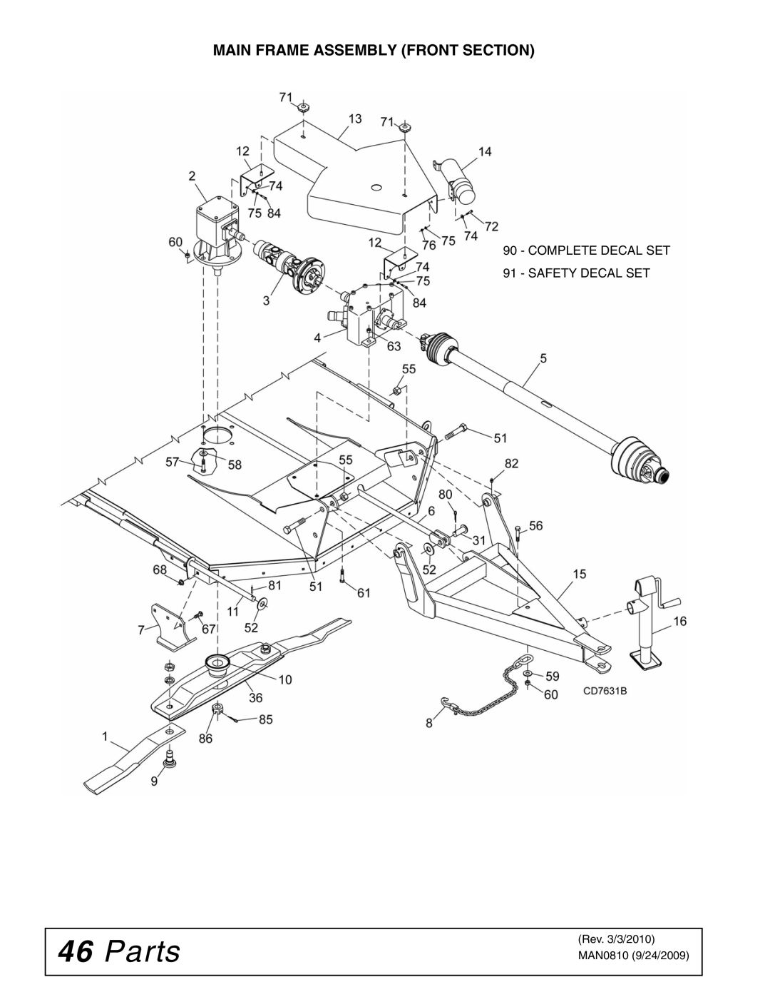 Woods Equipment BW15LH manual Main Frame Assembly Front Section 