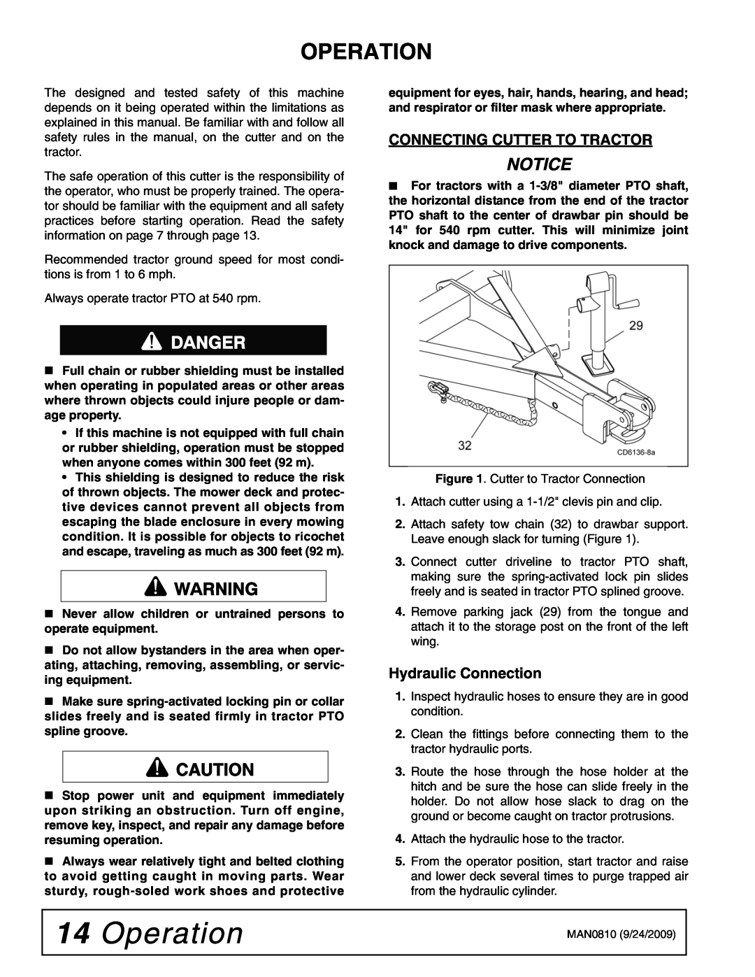 Woods Equipment BW15LH manual Operation, Notice 