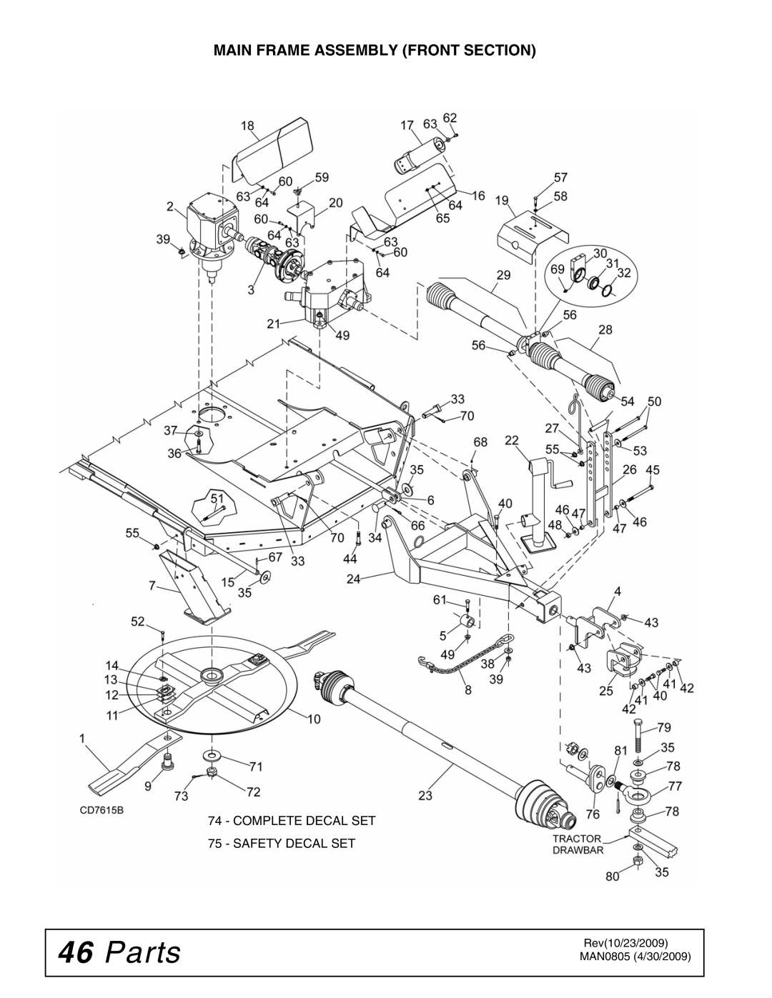 Woods Equipment BW180HB, BW180HDQ manual Main Frame Assembly Front Section 