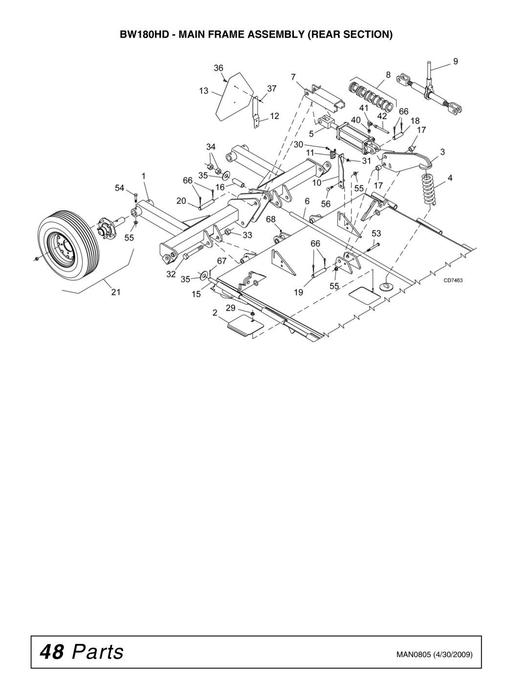 Woods Equipment BW180HB, BW180HDQ manual BW180HD Main Frame Assembly Rear Section 