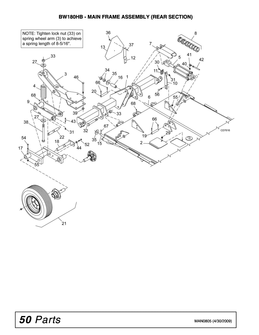 Woods Equipment BW180HDQ manual Parts, BW180HB - MAIN FRAME ASSEMBLY REAR SECTION 