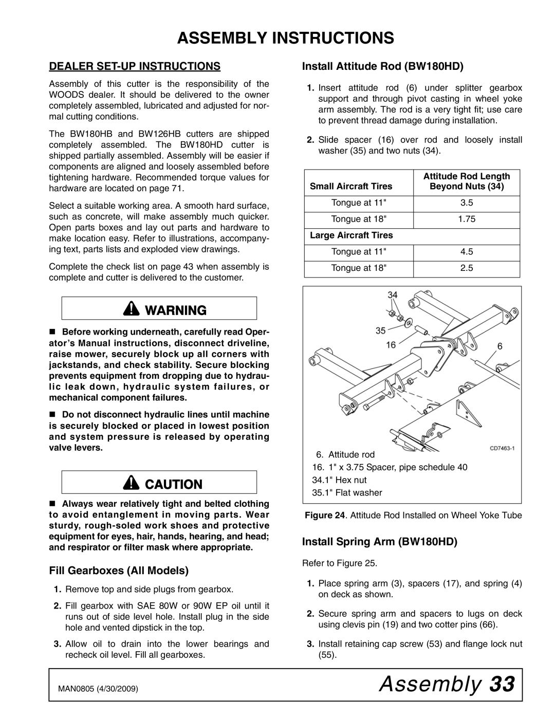 Woods Equipment BW180HBQ, BW126HBQ manual Assembly Instructions, Dealer SET-UP Instructions 