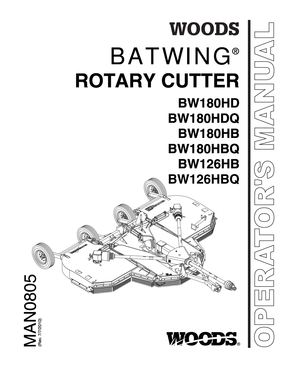 Woods Equipment manual Batwing, Rotary Cutter, BW180HD BW180HDQ BW180HB BW180HBQ BW126HB BW126HBQ, Operators Manual 