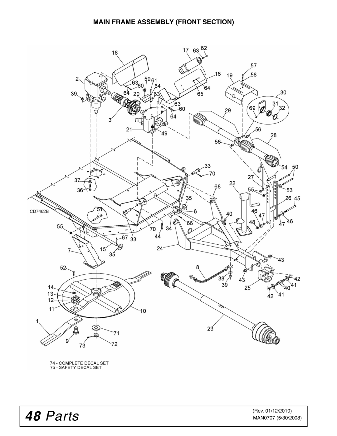 Woods Equipment BW180Q-3, BW126-3, BW126Q-3, BW180-3 manual Main Frame Assembly Front Section 