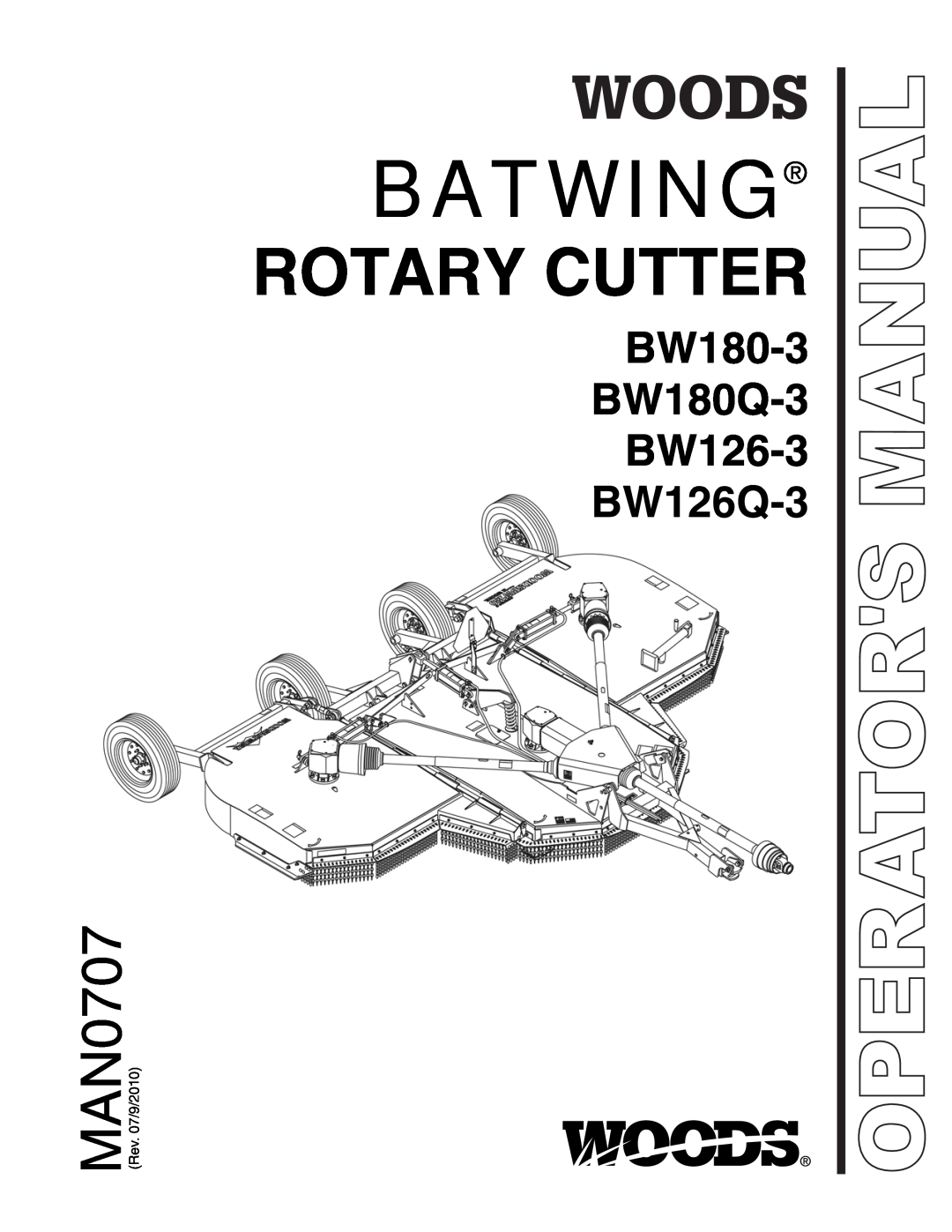 Woods Equipment manual Batwing, Rotary Cutter, BW180-3 BW180Q-3 BW126-3 BW126Q-3, Operators Manual 
