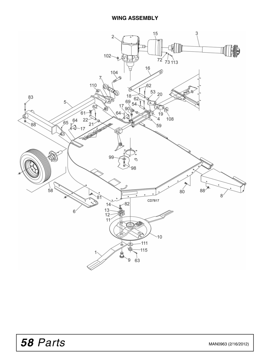 Woods Equipment BW126XHDQ, BW180XHDQ manual Wing Assembly 