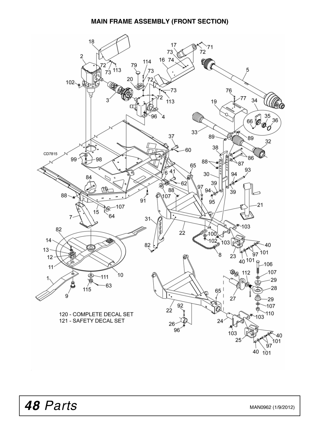 Woods Equipment BW180XQ, BW126XQ manual Main Frame Assembly Front Section 