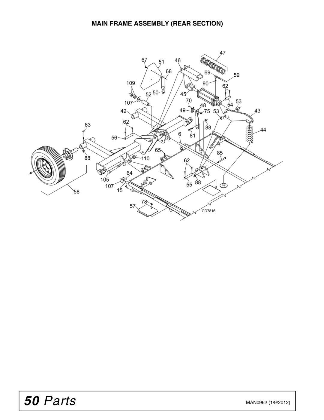 Woods Equipment BW180XQ, BW126XQ manual Main Frame Assembly Rear Section 