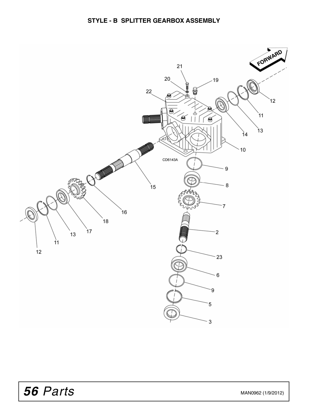 Woods Equipment BW180XQ, BW126XQ manual Style B Splitter Gearbox Assembly 