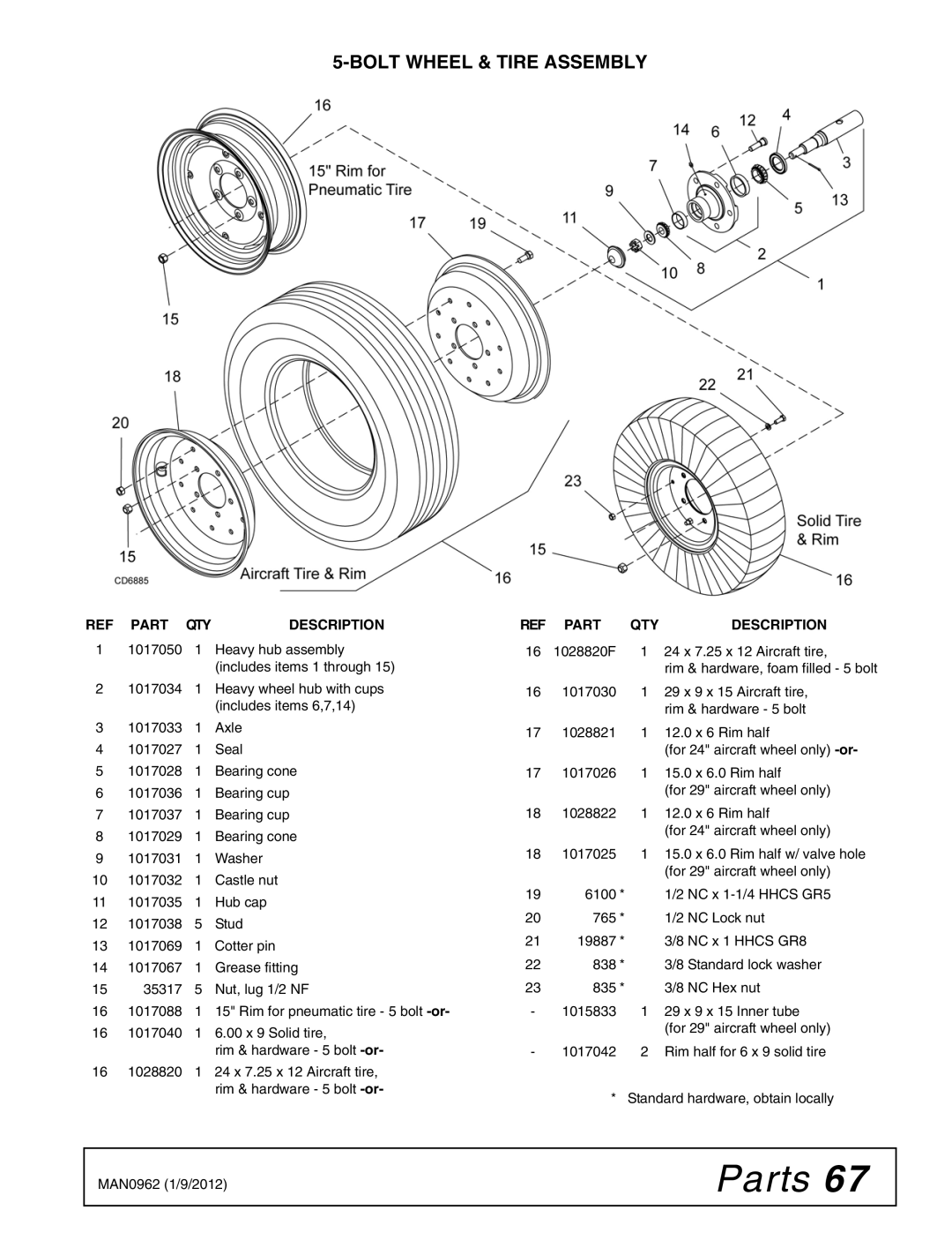 Woods Equipment BW180XQ, BW126XQ manual Bolt Wheel & Tire Assembly 