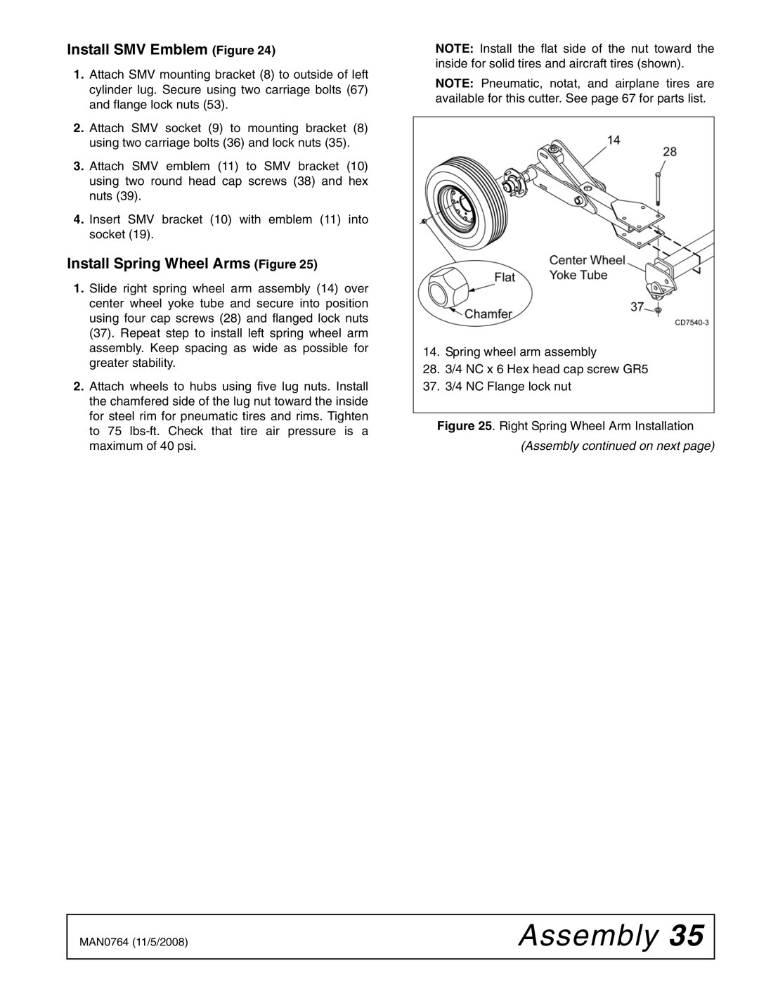 Woods Equipment BW2400XQ, BW1620XQREV manual Install SMV Emblem Figure, Install Spring Wheel Arms Figure 