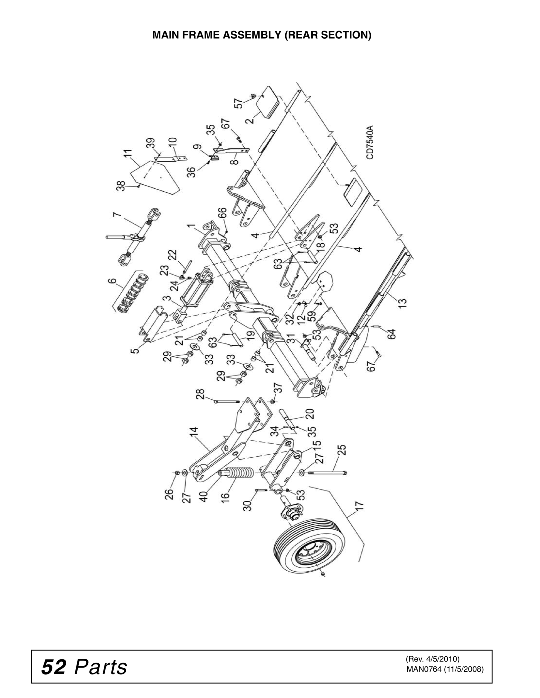 Woods Equipment BW2400XQ, BW1620XQREV manual Main Frame Assembly Rear Section 