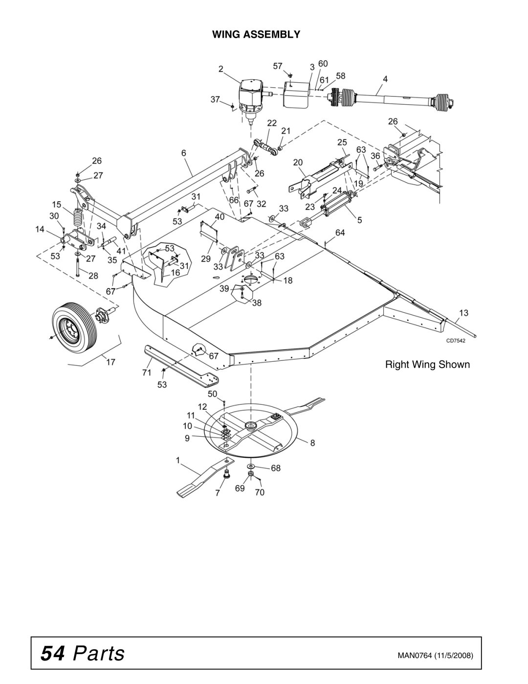 Woods Equipment BW2400XQ, BW1620XQREV manual Right Wing Shown 