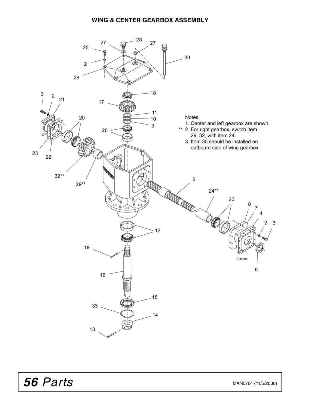 Woods Equipment BW2400XQ, BW1620XQREV manual Wing & Center Gearbox Assembly 