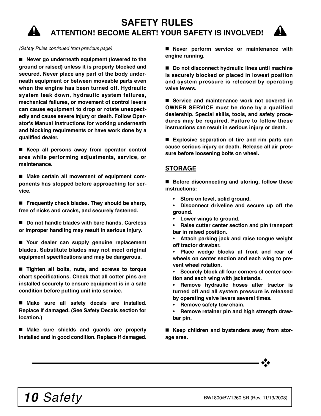 Woods Equipment BW240HDQ manual Storage 