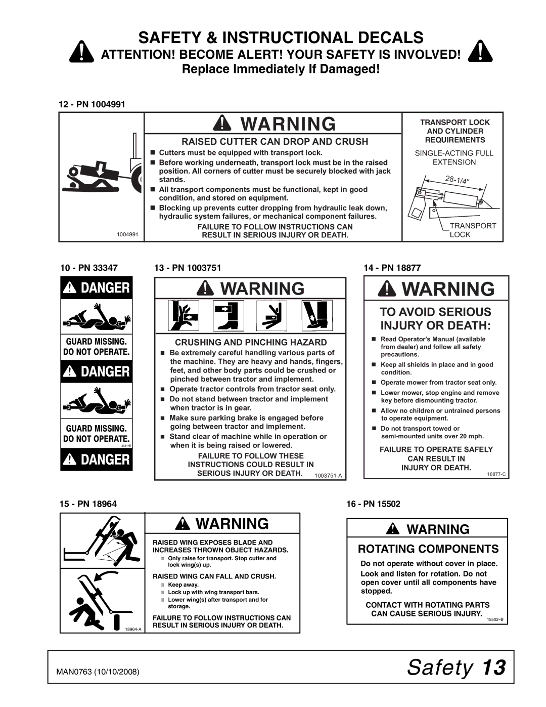 Woods Equipment BW240HDQ manual Safety 