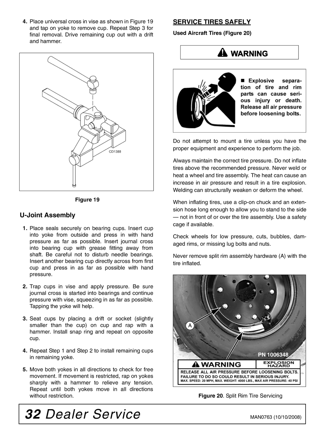 Woods Equipment BW240HDQ manual Joint Assembly, Service Tires Safely 