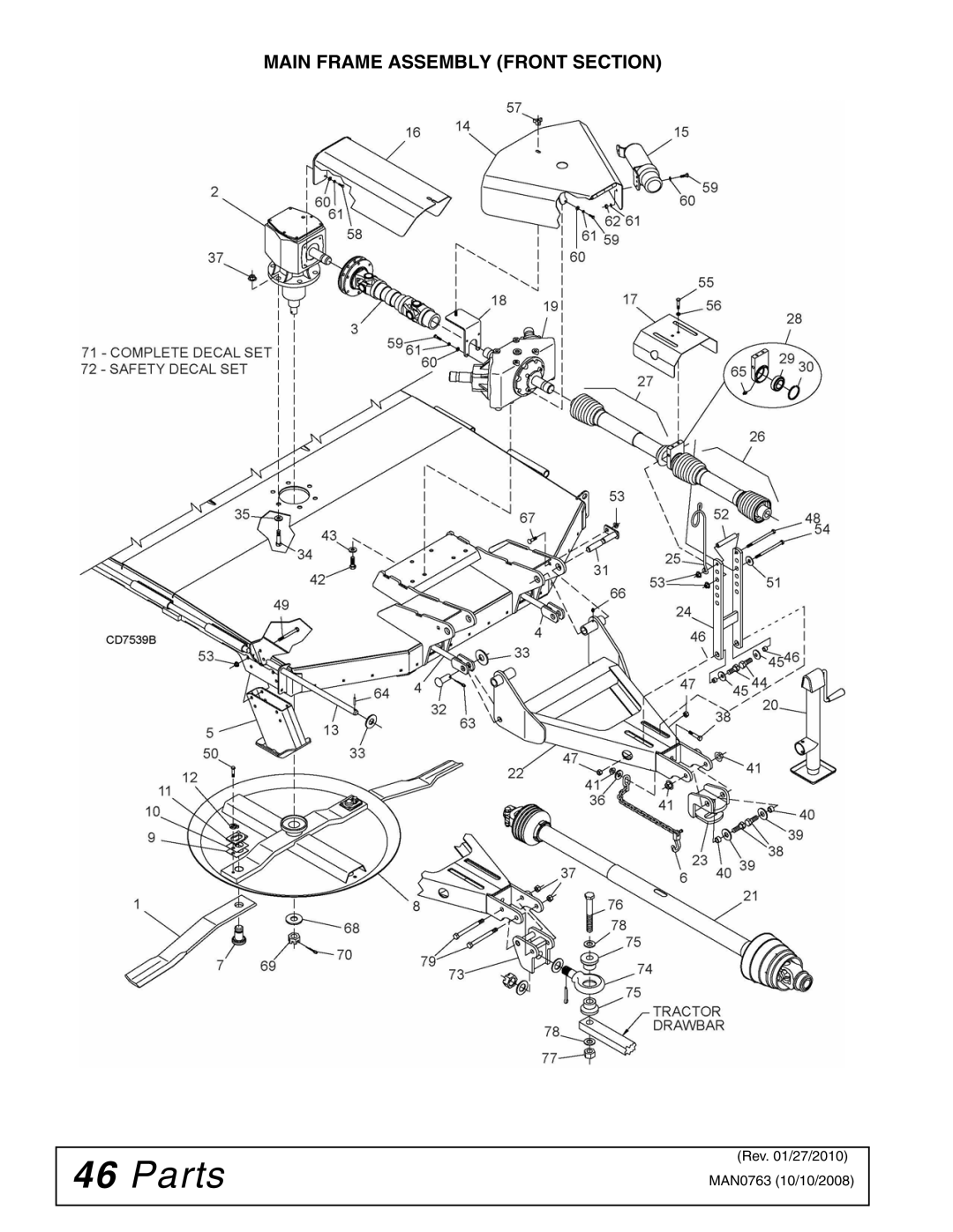 Woods Equipment BW240HDQ manual Main Frame Assembly Front Section 