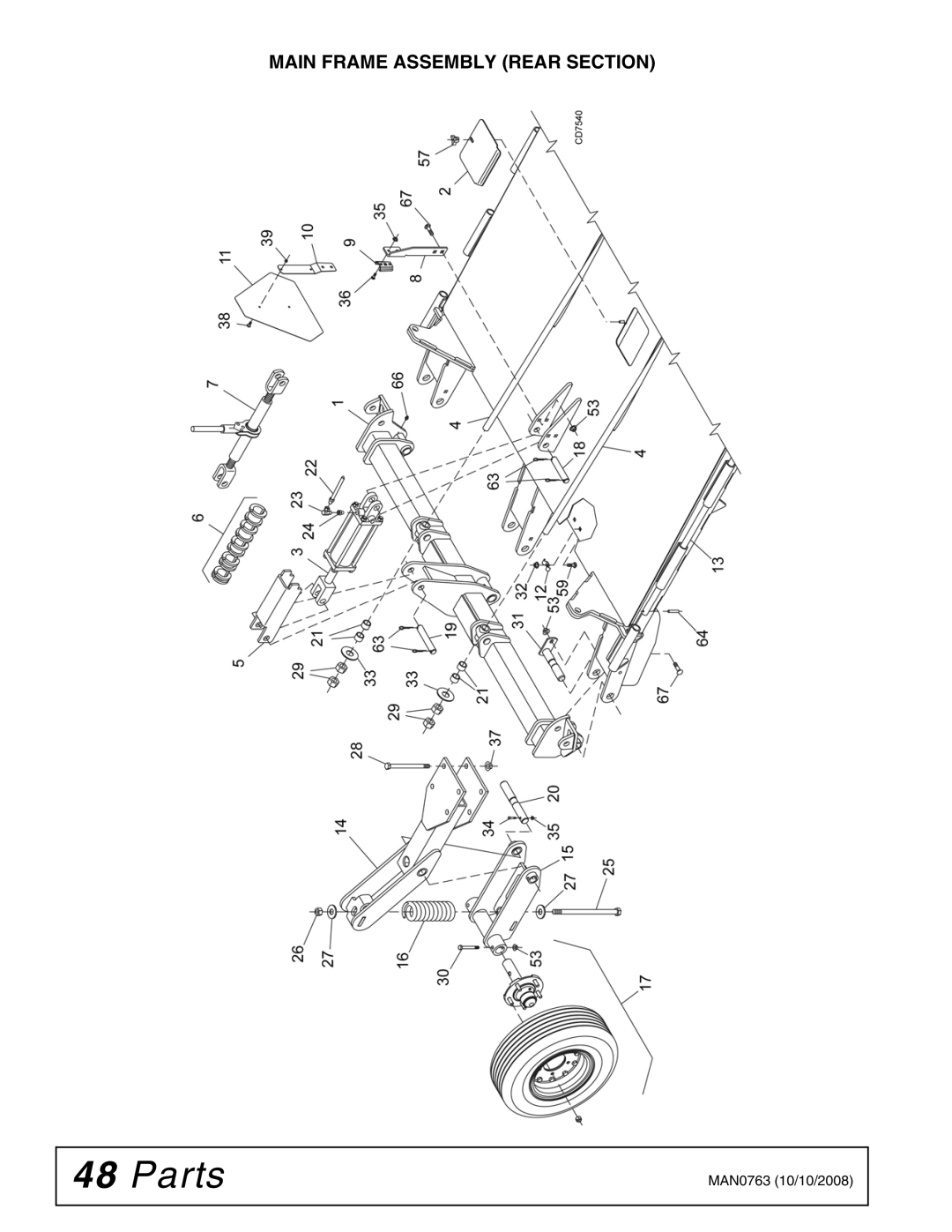 Woods Equipment BW240HDQ manual Main Frame Assembly Rear Section 