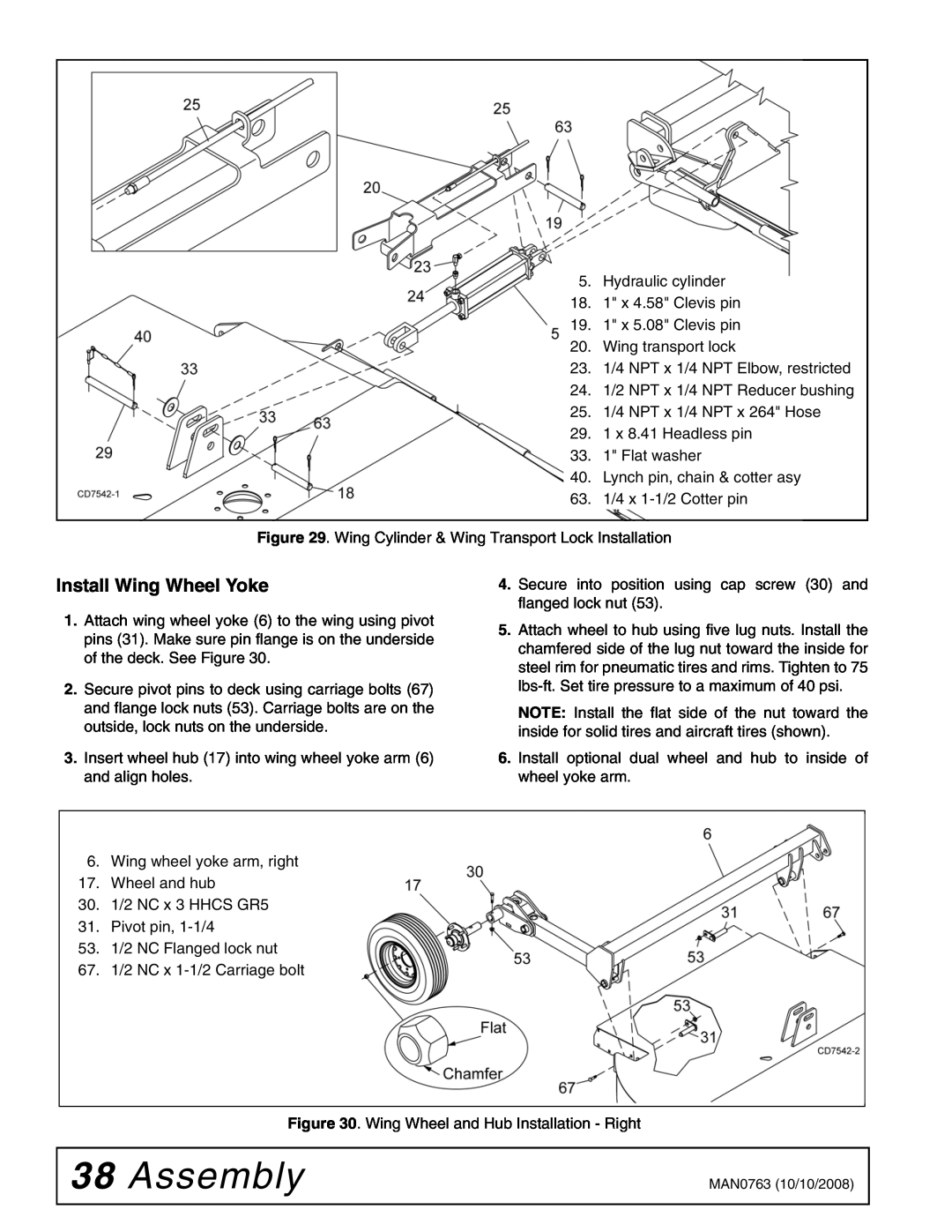 Woods Equipment BW240HDQ manual Assembly, Install Wing Wheel Yoke 