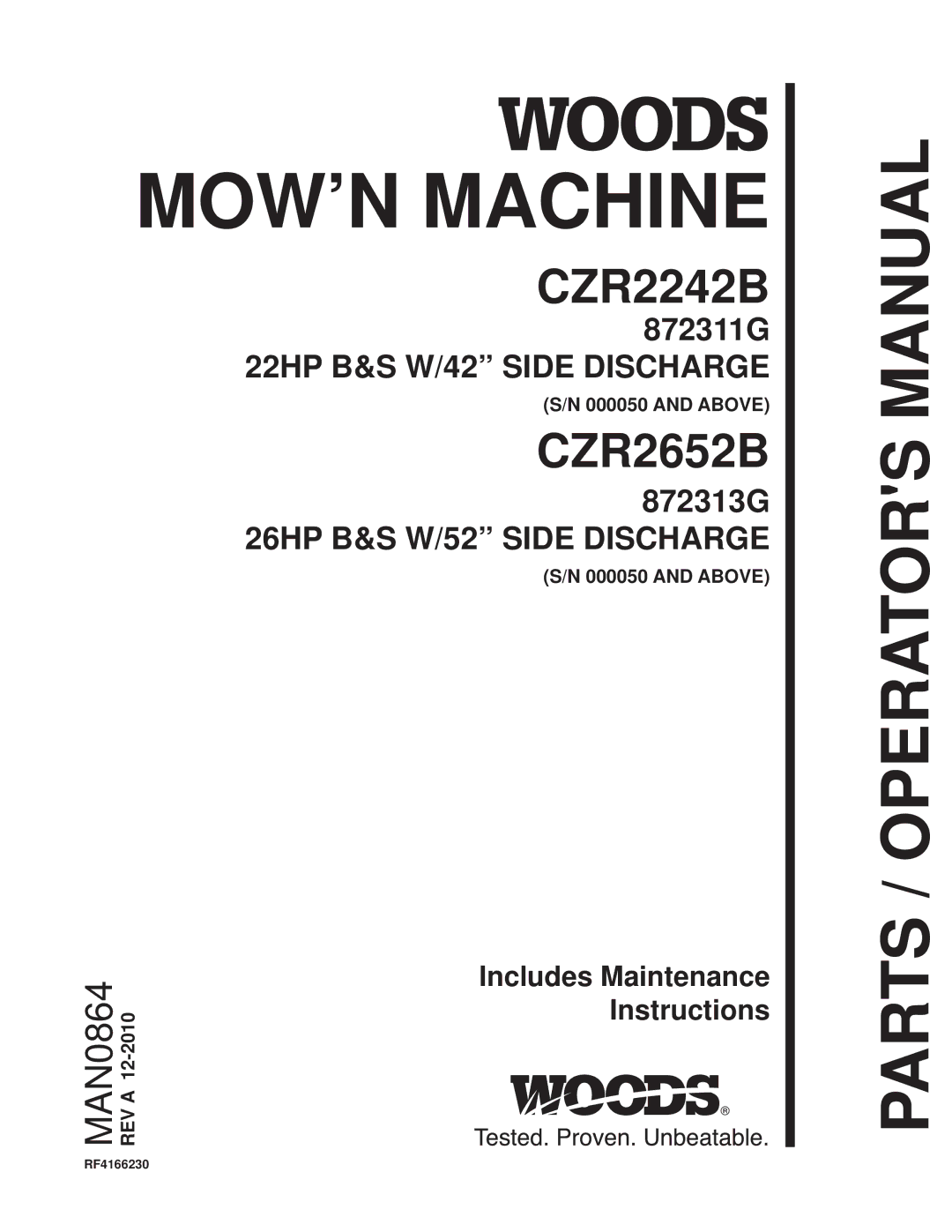 Woods Equipment CZR2242B, CZR2652B manual MOW’N Machine 