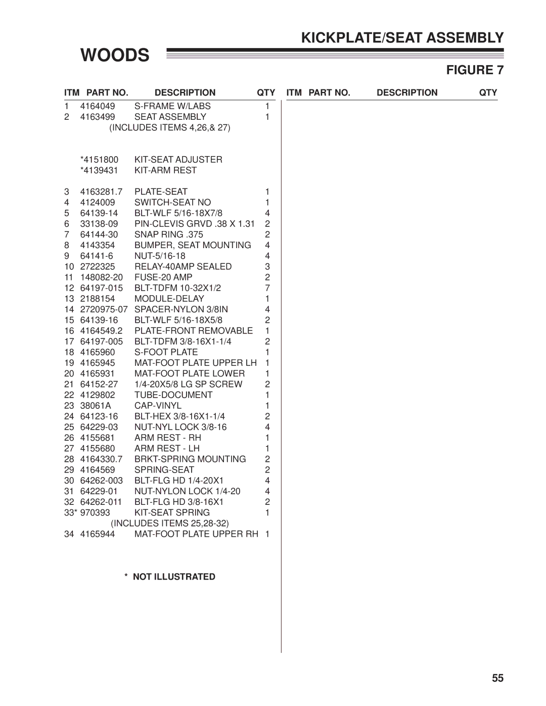 Woods Equipment CZR2242B, CZR2652B manual Seat Assembly 