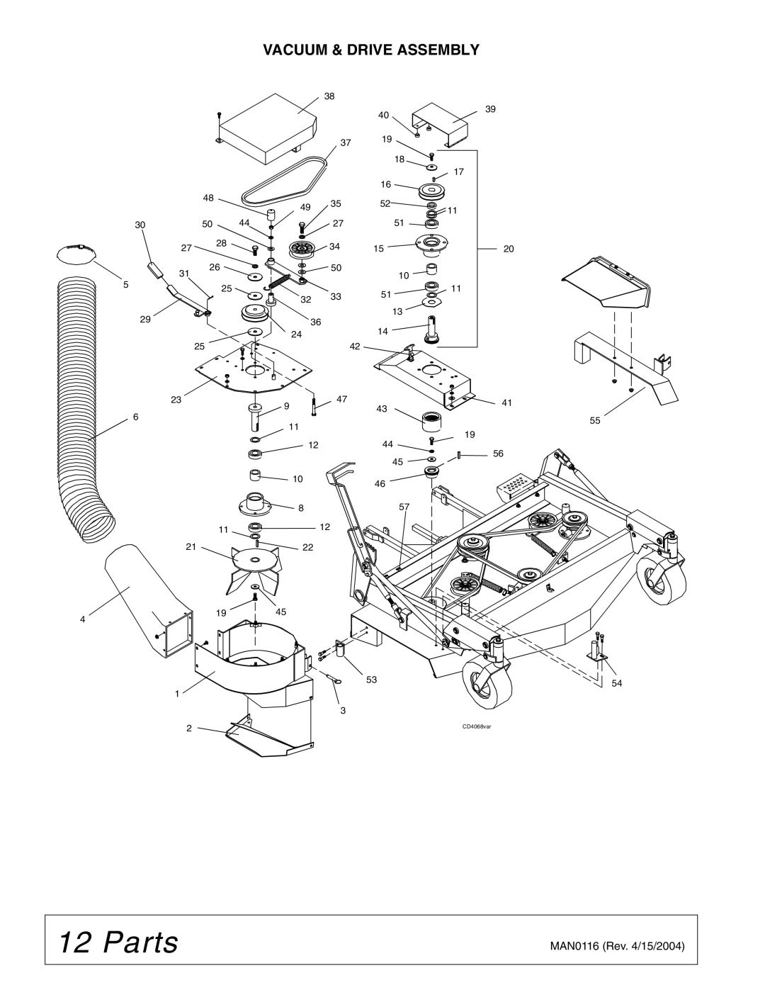 Woods Equipment D5221T, D6121T manual Parts, Vacuum & Drive Assembly 