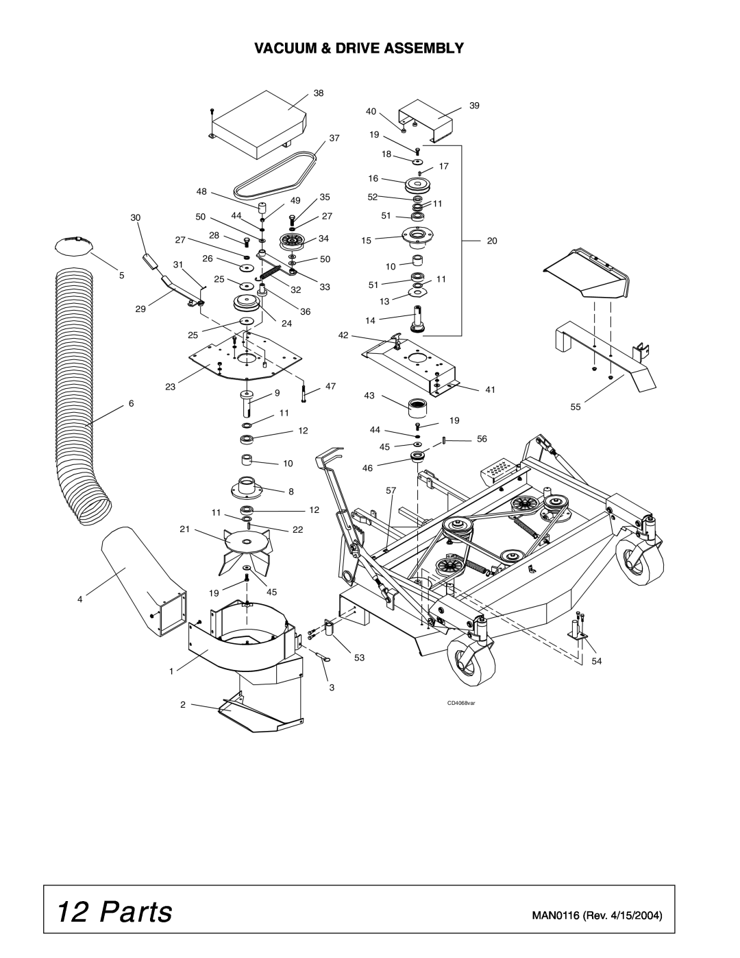 Woods Equipment D5221T, D6121T manual Parts, Vacuum & Drive Assembly 